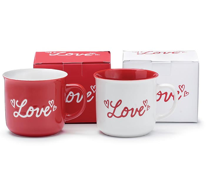 Red and White Heart Mug with Message