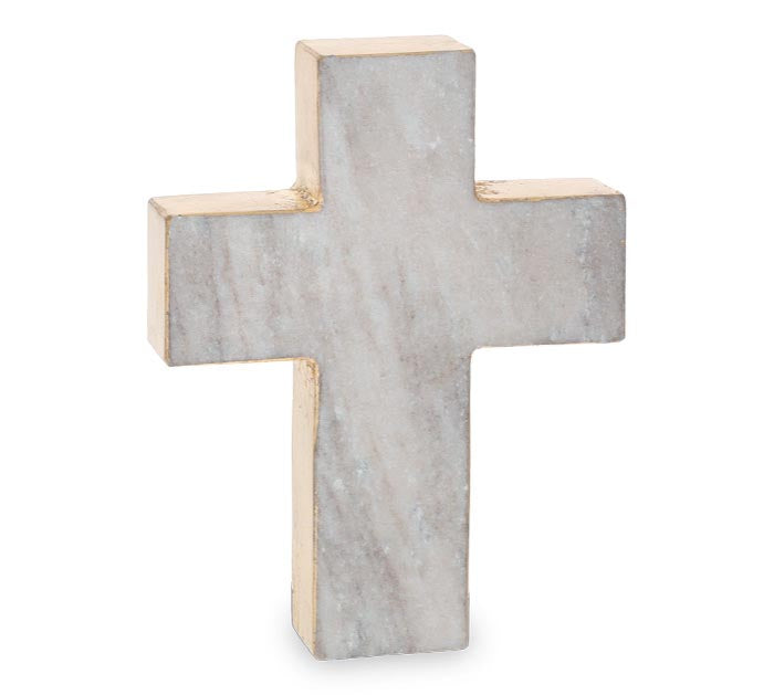 Marble & Gold Cross Shelf Sitter