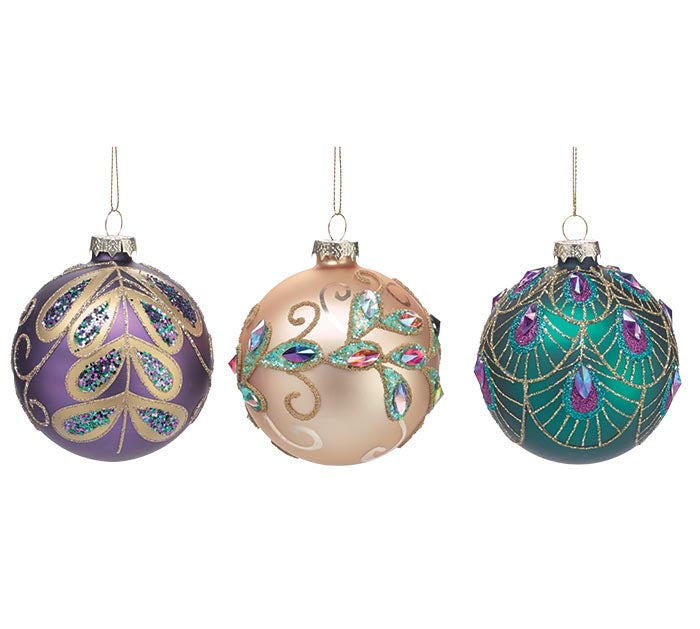Jewel Tone Hand Blown Ornament