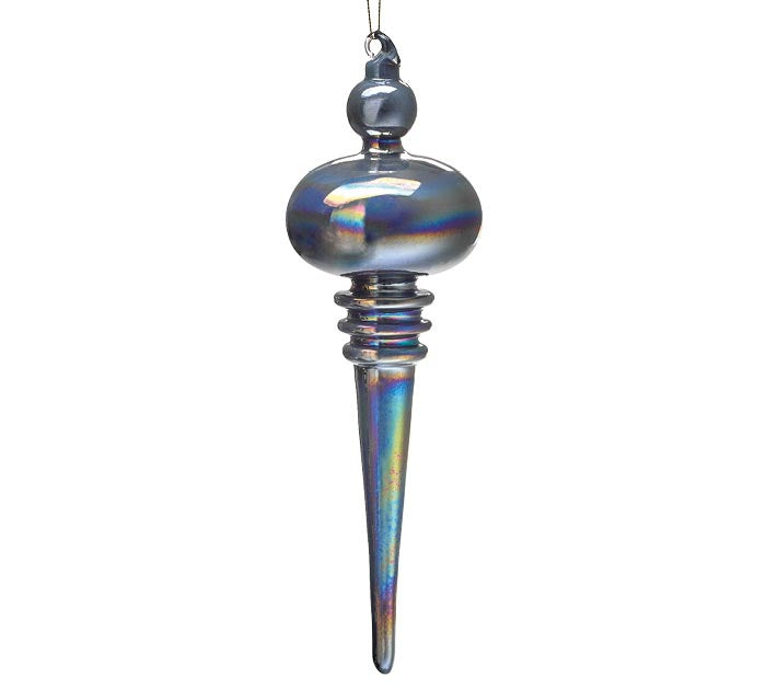 Blue Elongated Glass Finial Ornament