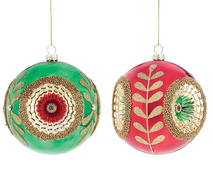 Red and Green Retro Reflector Ornaments
