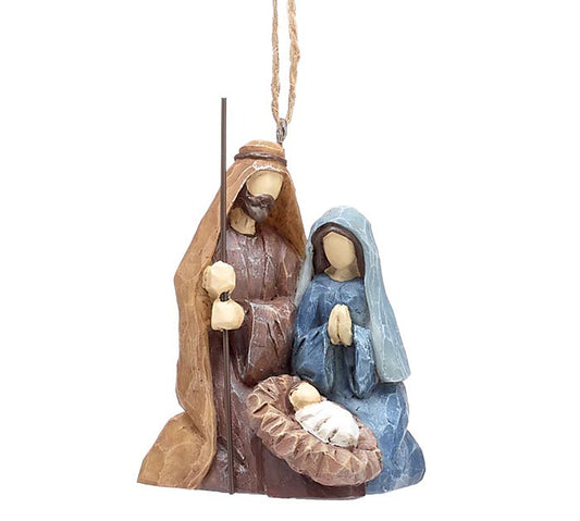 Carved Resin Holy Family Ornament