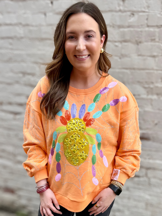 QOS Orange Multicolor Spider Sweatshirt