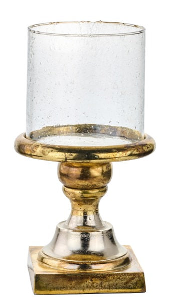 Mixed Metal Bubble Glass Candle Holder