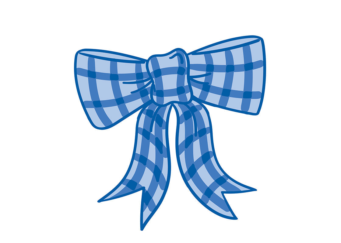 Happy Everything Blue Gingham Bow Big Attachment