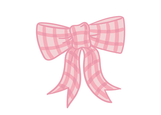 Happy Everything Pink Gingham Bow Big Attachment