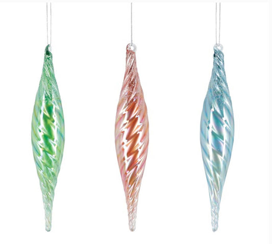 SWIRL GLASS FINIAL ORNAMENT