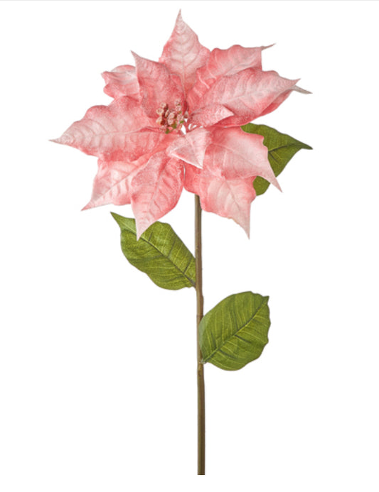 Real Touch Glittered Pink Poinsettia