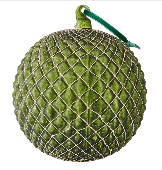 Green Quilted Ball Ornament