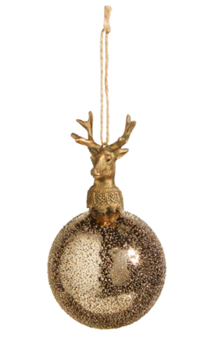 Reindeer Head Textured Gold Ball