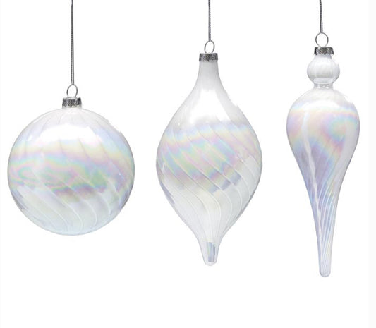 WHITE SWIRL ORNAMENT