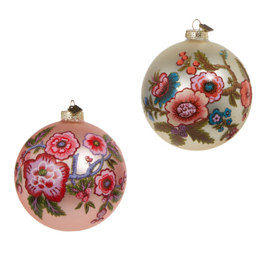 Vintage Floral Ball Ornament