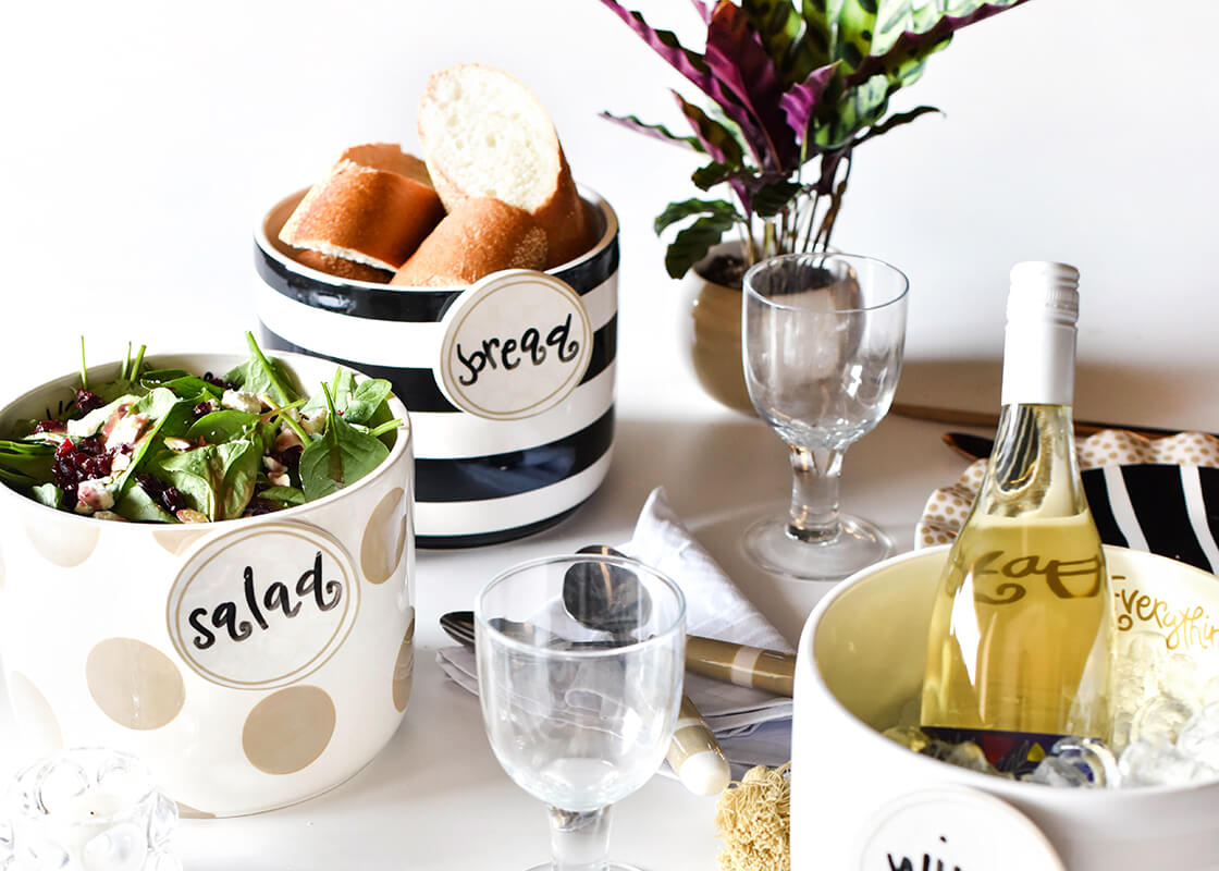 Happy Everything Black Stripe Mini Bowl