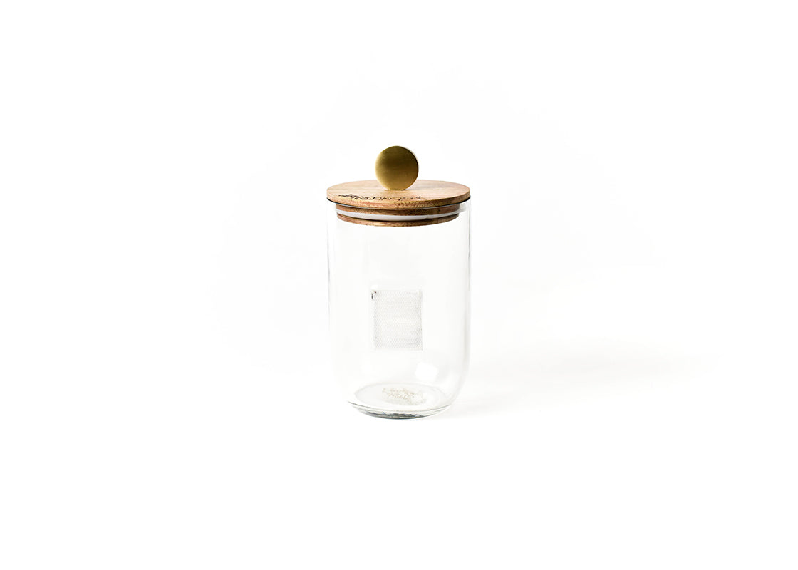 Happy Everything Small Mini Wooden Lid Glass Jar