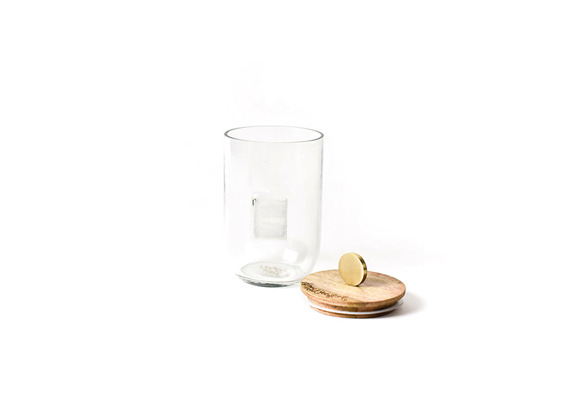 Happy Everything Small Mini Wooden Lid Glass Jar