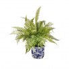 Real Touch Fern in Blue & White Pot