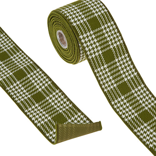 Green Houndstooth Plaid Ribbon