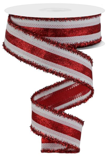 Red & White Tinsel Ribbon