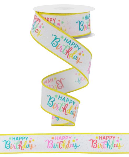 Pastel Happy Birthday Ribbon