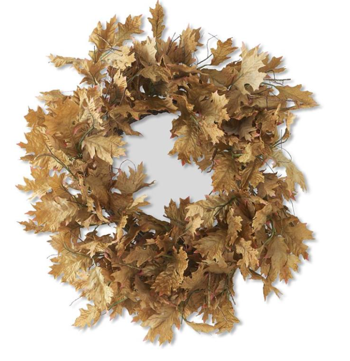 Brown and Tan Oak Leaf Wreath with Bow