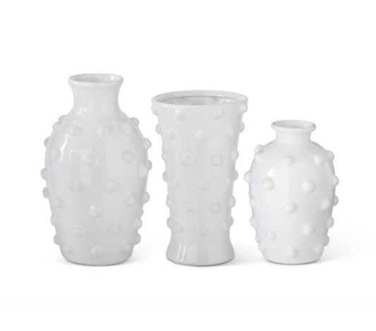 Glazed White Polka Dot Vase