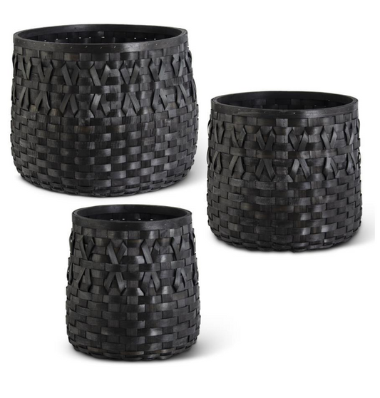 Round Black Chip Wood Baskets