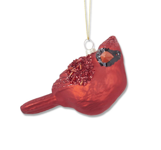 Glass Beaded Red Bird Ornament