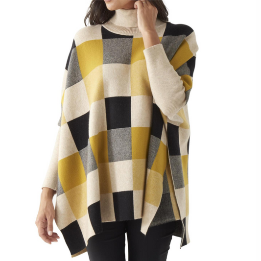 Mustard Buffalo Check Poncho