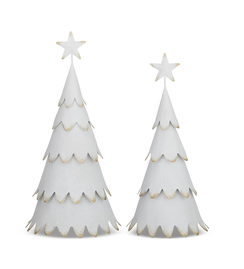 Textured Gold and White Metal Christmas Tree