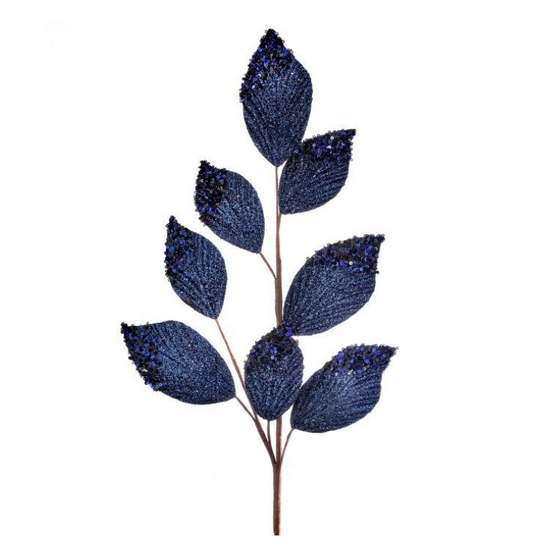 Navy Glitter Leaf Spray