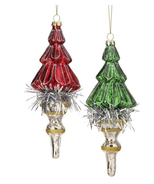 Mercury Glass Tinsel Tree Ornament