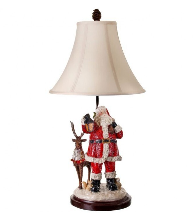 Santa with Forest Friends Lamp