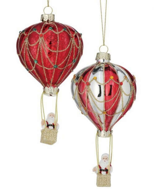 Santa in a Hot Air Balloon Ornament