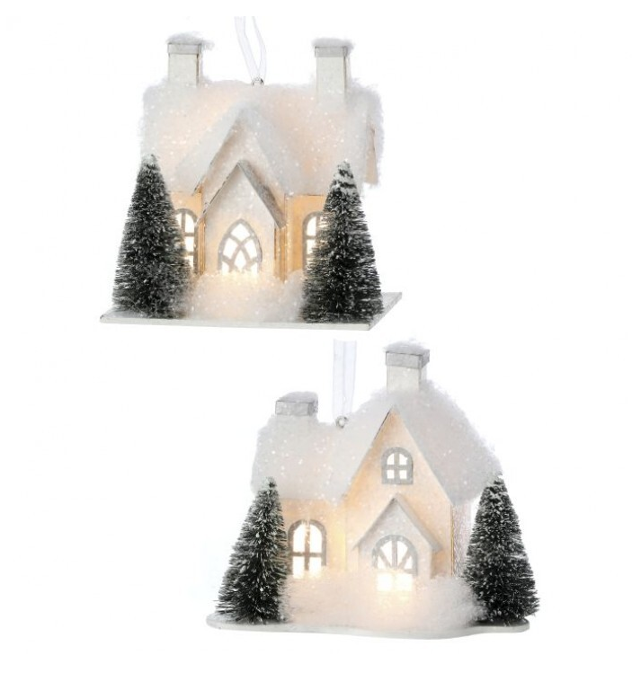 White Winter House Ornament