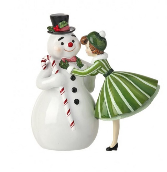 Retro Lady with Snowman