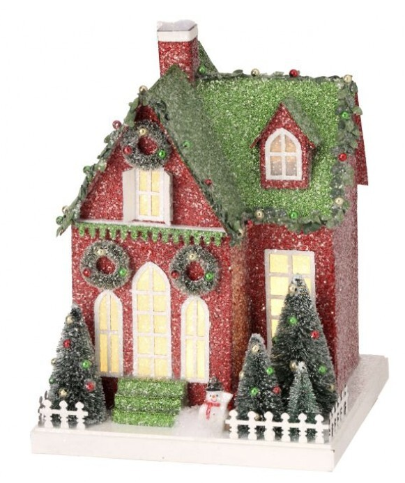 Red Christmas Village House