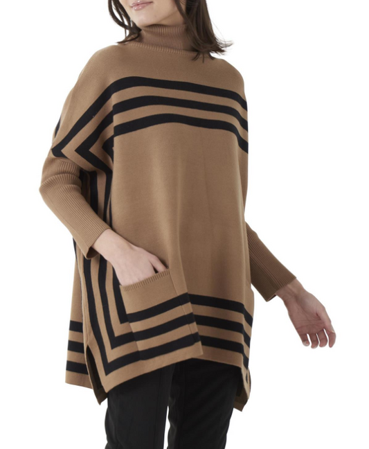 Tan Stripe Sleeve Box Sweater