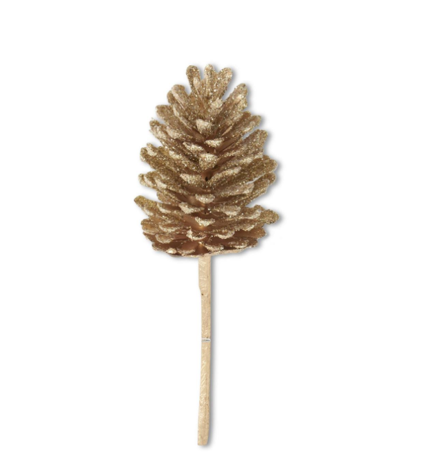 Gold Glittered Pinecone Pick