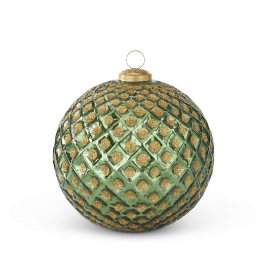 Green Gold Glittered Embossed Ornament