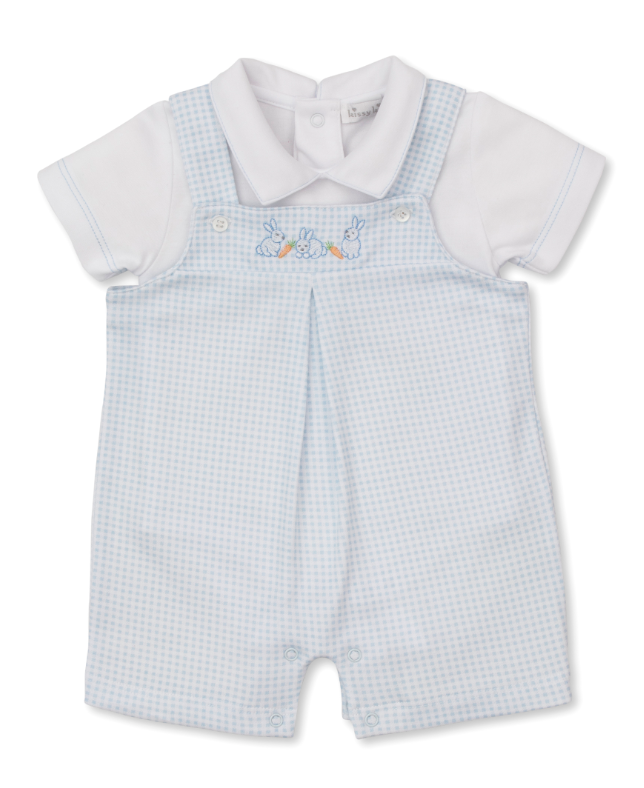 Kissy Kissy Blue Baby Bunny Patch Short Overall Set