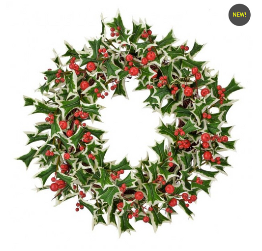 Variegated Pacific Holly Berry Wreath