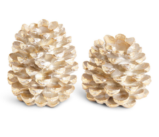 Gold Pinecone Pillar Candle Holder