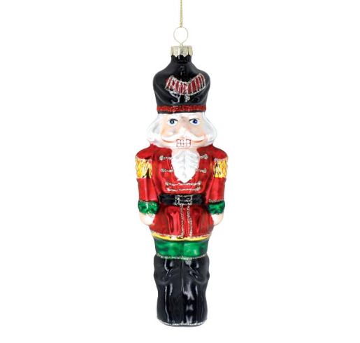 Glass Nutcracker Soldier Ornament