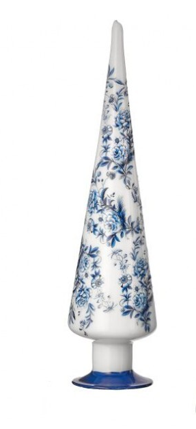 Blue and White Blown Glass Christmas Tree