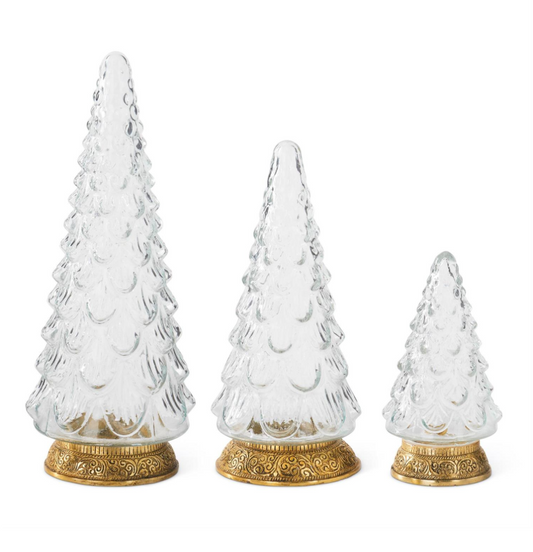 Glass Christmas Tree with Gilded Gold Base