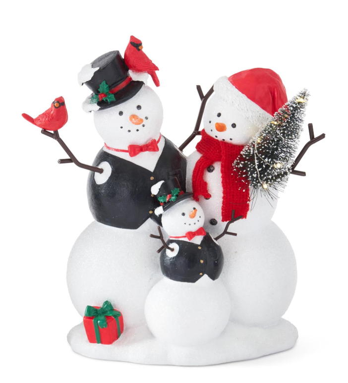 Glittered Musical Snowman Family