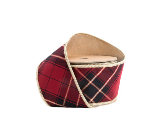 Black/Red/Gold Plaid Wired Dupioni