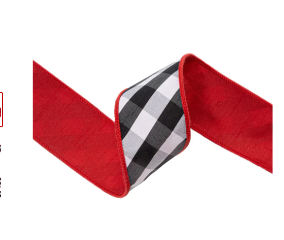 Black & White Check Dupioni w/ Red Backing