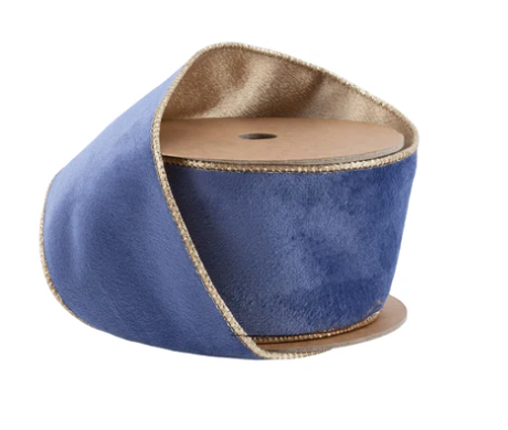 Reversible French Blue Velvet Ribbon