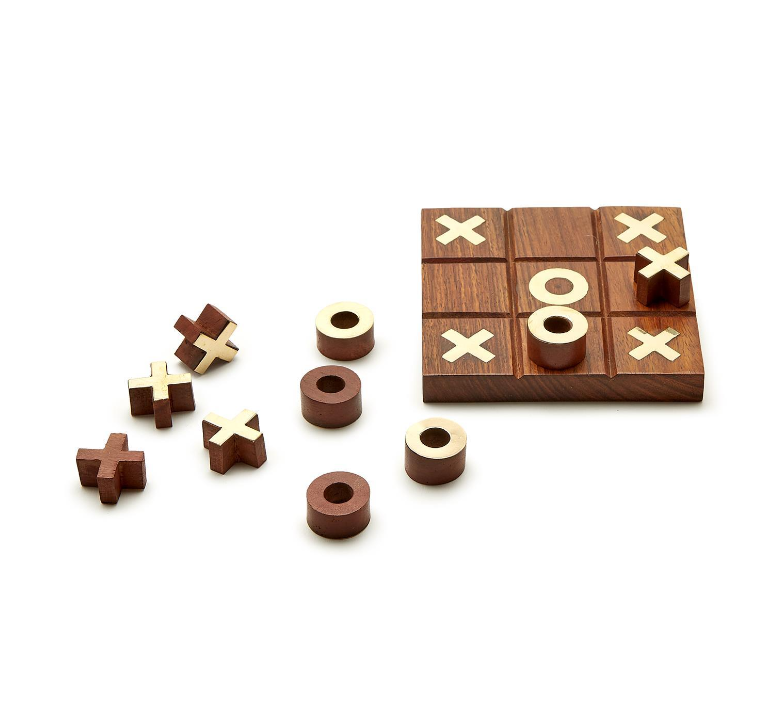 2-in-1 Wooden Tick-Tac-Toe & Solitaire